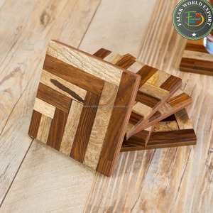 Wood Engraving Home Decoration Insulation Non-slip <b>Drink</b> <b>Coaster</b> Square Round Custom Acacia Wood <b>Coaster</b> for Tableware - Product Image 2