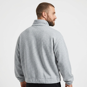 Veste polaire à col zippé pour homme, gris uni, coupe décontractée, pour l'automne, en polyester respirant, logo sur le devant - Product Image 5