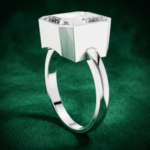 Anillo de Compromiso con Diamante Cultivado en Laboratorio con Corte Esmeralda, Certificado por IGI, Engastado en Bisel, Oro de 9K, 10K, 14K, 18K, Chapado en Rodio, Solitario de Lujo para - Product Image 3