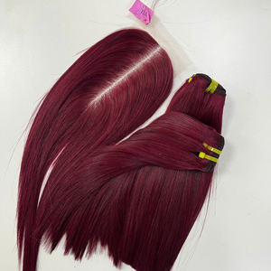 เซ็ตชุดมัดและปิดผมคนแท้แบบตรงลายลูกไม้สีไวน์คุณภาพสูง - Product Image 6