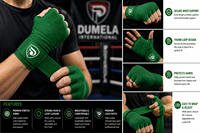 DUMELA INTERNATIONAL Bandages de boxe personnalisés avec logo et couleur sur mesure, de haute qualité, respirants, durables et élastiques pour l'entraînement MMA