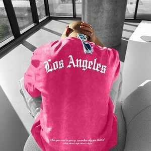 T-shirt graphique vintage oversize Los Angeles pour homme, délavé à l'acide, style streetwear décontracté en coton - Product Image 4