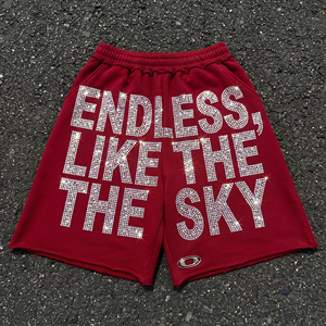 Shorts de survêtement amples en molleton épais avec strass pour homme - Collection Streetwear du fabricant - Product Image 1