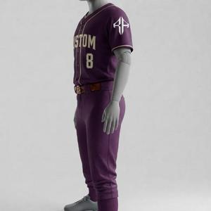 Ensemble uniforme de baseball à manches courtes avec impression sublimée violette, 100% polyester de haute qualité, pour hommes, par RIVIAN ATLANTIC - Product Image 5