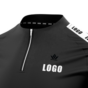 Ensemble de survêtement pour homme en polyester noir à séchage rapide, sweat-shirt à demi-zip à manches longues et pantalon de jogging, vêtements de sport décontractés pour l'automne - Product Image 5