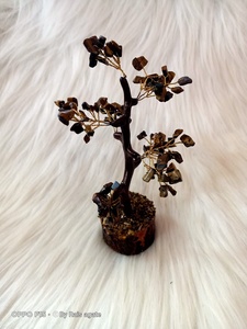 Haute qualité oeil de tigre pierres précieuses arbre 100 perles arbre guérison naturelle décoration cristal puces arbre utilisé pour la décoration de la maison - Product Image 3