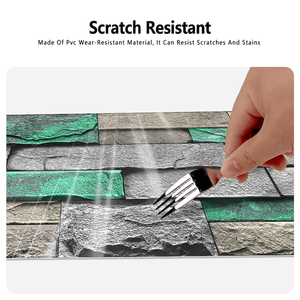 48 pezzi carta da parati con motivo a Stick in pietra di mattoni verdi colla adesiva staccabile resistente all'acqua e all'olio per parete del bagno - Product Image 5