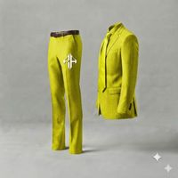 Trajes de Negocios Estilo Italiano para Hombre, Pantalón y Chaqueta Antiarrugas, Transpirables, Cierre de Botones, Diseño Plano Frontal, Viscosa/Poliéster