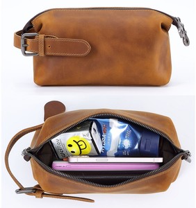 Customized Men's Fashion Luxury <b>Shaving</b> <b>Kit</b> Organizer Portable Premium Leather Dopp Bag Soft Handle Large Capacity Zipper - Product Image 5