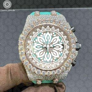 Reloj de Lujo para Hombre Charm Jewells, Caja de Acero Inoxidable, Bisel con Diamantes, Movimiento Mecánico, Esfera de 43 mm, Correa de Silicona, 10 Bar - Product Image 6