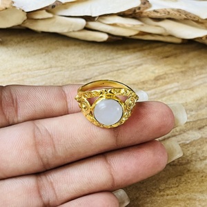 2026 Latest Moonstone <b>Ring</b> Boho Floral <b>Statement</b> <b>Ring</b> Women Brass Gold Plated Jewelry 18k Gold Plated Boho Floral Wholesale <b>Ring</b> - Product Image 2