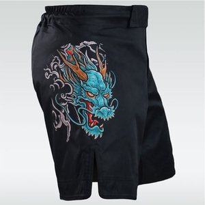 กางเกง MMA สีดำสำหรับผู้ชาย พิมพ์ลายแบบซับลิเมชั่นคุณภาพสูง เหมาะสำหรับคิกบ็อกซิ่ง บราซิลเลียนยิวยิตสู ฝึกซ้อมกราปลิง และชุดยูนิฟอร์มสำหรับนักมวยปล้ำ - Product Image 3