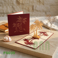 Tarjeta de Felicitación 3D Pop-up de Palmera, Hecha a Mano, Impresa Personalizada, de Alta Calidad, con Recorte de Papel, para Negocios, Agradecimiento, Regalo, Troquelada ANN