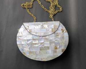 Pochette de soirée élégante en nacre incrustée, mosaïque de coquillages faite à la main, sac de luxe pour mariée, soirée et occasions spéciales - Product Image 6