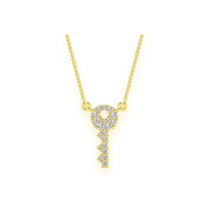 Pendentif Clé Maîtresse Personnalisée en Or Massif 10K Tendance, Sertie de Pierres Naturelles Taille Brillant, Cadeau Adorable, Bijou Hip Hop Unique Unisexe - Product Image 1