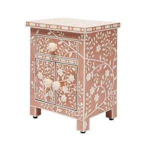 Mesa de Cajones con Incrustaciones de Hueso de ILAHI, Diseño Moderno con Detalles de Ágata, Almacenamiento de Tres Niveles, Mueble Portátil para el Hogar - Product Image 2