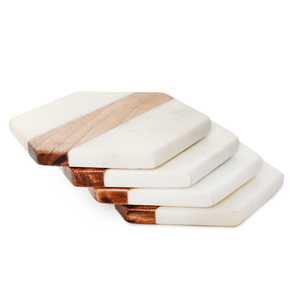 Eco-Friendly Unique Marble <b>Drink</b> <b>Coasters</b> Durable Washable Natural Stone Style Modern Cut Technique Rectangle Shape Promotional - Product Image 2