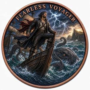 Pièce de monnaie personnalisée en cuivre fin .999 de 1 oz, motif Monstre marin Kraken <span class=keywords><strong>Voyager</strong></span> intrépide, collection artistique de l'ère nautique, médaille de collection - Product Image 1