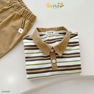 Conjuntos de Ropa para Niños al por Mayor, Tela de Algodón Suave, Ropa para el Hogar y Conjuntos Informales para Niños Pequeños, Camisas Polo a Cuadros y Pantalones - Product Image 5