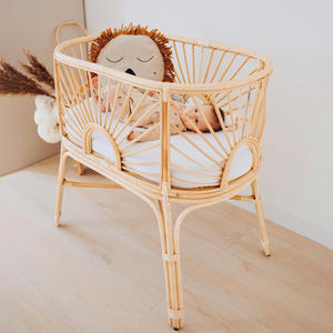 Lit de bébé de luxe en rotin, berceau en cannage, lit bébé en cannage naturel, meubles pour enfants - Product Image 4