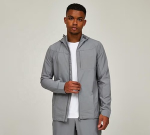 Veste coupe-vent imperméable à capuche pour homme, respirante, séchage rapide, fermeture éclair, service OEM, logo personnalisé, vêtements de sport pour la course à pied et la randonnée en plein air - Product Image 2