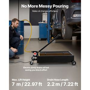 Vasca di raccolta olio mobile da 15 galloni con tubo da 2,2 m, pompa elettrica a basso profilo, a prova di perdite, resistente alla corrosione, per pompe dell'olio - Product Image 4