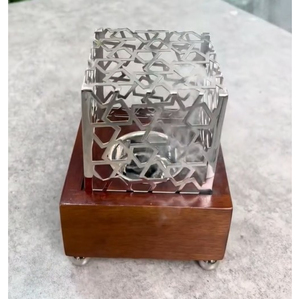 Luxury Arabic Calligraphy Bakhoor Burner Metallic Oud Holder with Natural Wooden Base for Home Fragrance and Ramadan <b>Eid</b> <b>Gifting</b> - Product Image 3