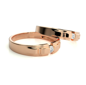 925 Sterling Silver Rose Gold Plated Channel <b>Couple</b> <b>Rings</b> - Product Image 3