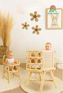 Lit bébé en rotin NHAT MINH, design tropical, finition naturelle, pour bébés et enfants de 0 à 3 ans, berceau pour poupées - Product Image 2