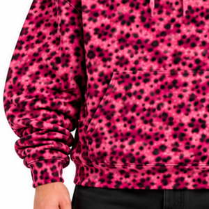 Hot Pink <b>Leopard</b> <b>Print</b> <b>Hoodie</b> Oversized Pullover Streetwear Sweatshirt Heavyweight Fleece Drawstring Casual Fashion Top - Product Image 6