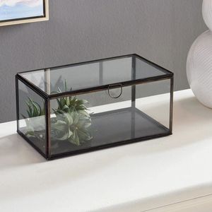 Vintage Brass Glass Box Glass Display <b>Case</b> Beveled Glass - Product Image 6