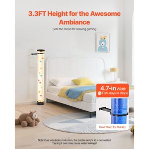 Tube à bulles sensorielles de 3,3 pieds avec 10 poissons flottants, 16 effets de couleur, lampe d'aquarium télécommandée, lampe à bulles sensorielle, lampes de table - Product Image 4