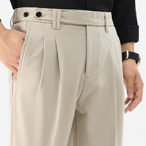Pantalones de Traje Casuales Transpirables de Estilo Italiano para Hombre, Talla Grande, Cintura Elástica, Corte Recortado, Primavera-Otoño - Product Image 3