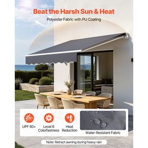 Manual Retractable 9.8FT X 8.2FT Outdoor Patio Awning Water Resistant Polyeste Sun <b>Shade</b> for Patio Door <b>Window</b> 6M Max Width - Product Image 3