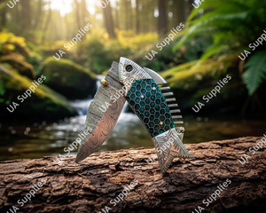 Couteau à lame non interchangeable de 7,5 pouces en acier Damas de qualité industrielle UA Supplies, 58 HRC, pointe tombante, manche en nid d'abeille et en acier, OEM - Product Image 3