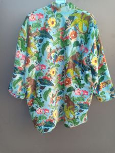 Robe kimono en velours à imprimé floral |   Cardigan long en velours de luxe avec ceinture - Product Image 3