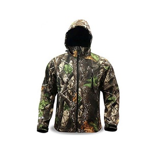 Hooded Collar Men's Waterproof Soft <b>Shell</b> Camouflage Hunting Jacket Plus Size Winter Outdoor Use - Product Image 2