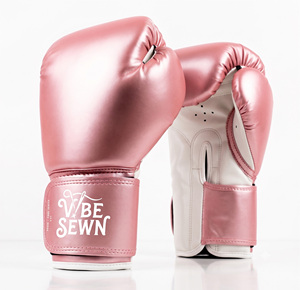 Guantes de Boxeo Vibe Cosidos en Cuero PU Rosa con Cierre de Velcro en la Muñeca, Transpirables para Mujeres Adultas, 16oz - Product Image 4