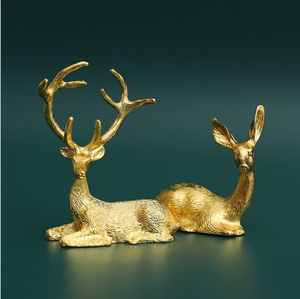 Pièces d'accessoires de décoration modernes en alliage métallique doré, figurine miniature de renne, figurine de cerf - Product Image 3