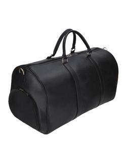 Sac de voyage de luxe en cuir véritable noir résistant à l'eau 30-40L avec fermeture éclair unisexe pour la gym, les voyages, le week-end, décontracté, avec poignée souple - Product Image 5