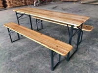 Table de pique-nique en bois robuste pour 6 personnes, avec pieds pliants, idéale pour les parcs et les bureaux – Style moderne