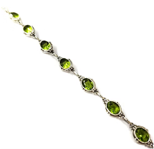 925 Sterling Silver Natural Peridot <b>Bracelet</b> - Handmade Oval Green <b>Gemstone</b> Link Jewelry | Wholesale Fine Jewelry - Product Image 3