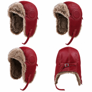 Gorro de Invierno Retro Estilo Lei Feng con Protección para las Orejas, de Cuero PU y Forro Polar Grueso, Casual, Unisex - Product Image 3
