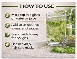 WARRLY Polvo Natural de Tulsi (Basil de la India) Superalimento Herbal Extracto 99% Puro Grado Alimenticio en Envase de Plástico (CAN) Extraído con Solvente a Granel - Product Image 3