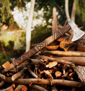 High Carbon Steel Tomahawk <b>Axe</b> with <b>Wooden</b> Handle Splitting <b>Axe</b> for Firewood Cutting Outdoor Camping Tool - Product Image 1