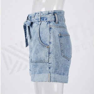 Pantalones Cortos de Mezclilla para Mujer con Cinturón de Lazo, Jeans de Cintura Alta para Chicas, Ropa Casual, Moda Urbana, Atuendo Moderno y Elegante - Product Image 3