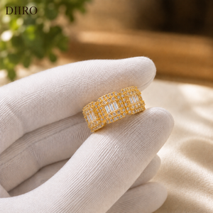 Iced Out Moissanite Wedding <b>Ring</b> Hip Hop Baguette Cut <b>Diamond</b> Cluster Eternity Band Gold Plated Anniversary Party Jewelry - Product Image 4