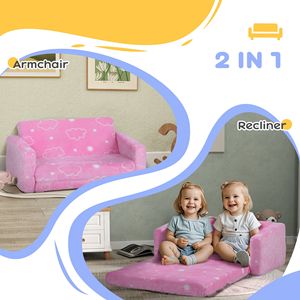 Divano per Bambini con Motivo a Nuvole Luminose e Rivestimento Rosa Lavabile - Product Image 5
