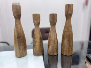 Support à bougies rustique moderne pour intérieur, centre de table de mariage, porte-bougie en bois style rustique, support à bougies en bois personnalisable - Product Image 4