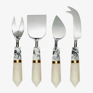 Designer <b>Cheese</b> <b>Knife</b> <b>Set</b> With Stone Handles and Gold Blades Durable Stainless Steel <b>Cheese</b> Tools for Serving and Cutting <b>Knives</b> - Product Image 5